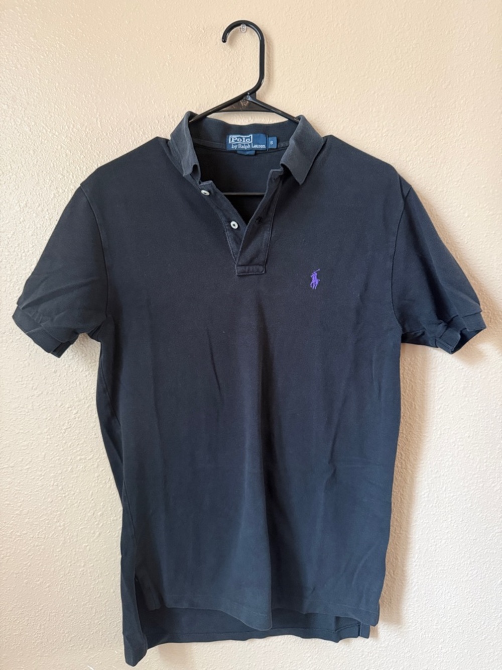 Polo by Ralph Lauren Black Short-Sleeve Polo with Purple Pony